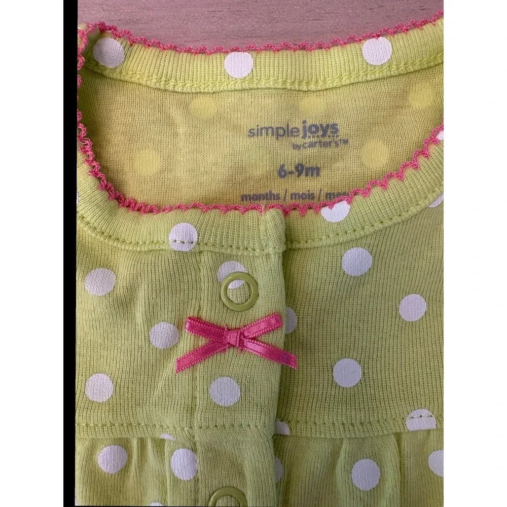 Simple Joys by Carter's Baby Girl Green Polka Dot Ladybug Romper Sunsuit 6-9M
